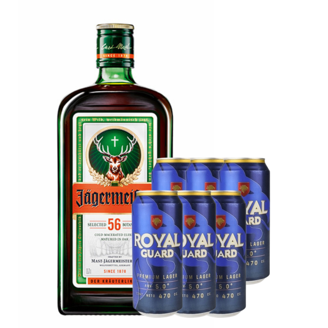 Jagermeister 700cc + Six Pack Cerveza 470cc